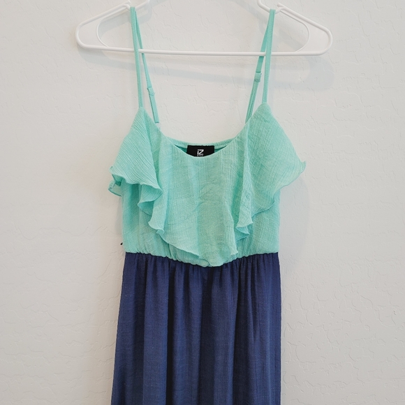 IZ Byer Color Block Maxi Dress Hi Low Hem Size S - Picture 15 of 16